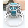 Image 4 : 9.36 CTW Natural Turquoise 14K Solid White Gold Diamond Ring