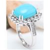 Image 5 : 9.36 CTW Natural Turquoise 14K Solid White Gold Diamond Ring