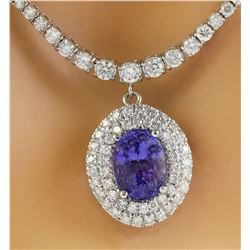 12.11 CTW Tanzanite 18K Gold Diamond Necklace