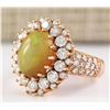 Image 2 : 5.19 CTW Natural Opal And Diamond Ring In18K Rose Gold