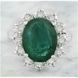 7.20 CTW Emerald 18K White Gold Diamond Ring