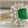 Image 2 : 2.31 CTW Natural Emerald And Diamond Ring 14K Solid Yellow Gold