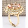 Image 3 : 10.15 CTW Natural Morganite And Diamond Ring In 14k Solid Yellow Gold