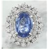 Image 1 : 6.10 CTW Sapphire 18K White Gold Diamond Ring