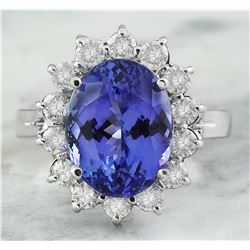 8.70 CTW Tanzanite 18K White Gold Diamond Ring