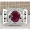 Image 1 : 3.77 CTW Natural Ruby And Diamond Ring In 18K White Gold