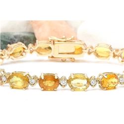 30.65 CTW Natural Sapphire 14K Solid Yellow Gold Diamond Bracelet