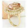Image 4 : 11.25 CTW Natural Morganite 14K Solid Yellow Gold Diamond Ring