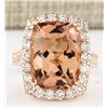 Image 1 : 11.46 CTW Natural Morganite And Diamond Ring In 18K Rose Gold