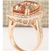 Image 3 : 11.46 CTW Natural Morganite And Diamond Ring In 18K Rose Gold