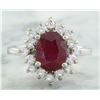 Image 1 : 3.50 CTW Ruby 18K White Gold Diamond Ring