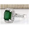 Image 2 : 2.64 CTW Natural Emerald And Diamond Ring In 18K White Gold