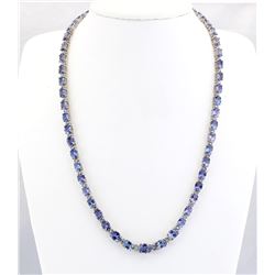 43.50 CTW Natural Tanzanite And Diamond Necklace In 14k White Gold