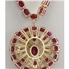 Image 2 : 55.35 CTW Natural Ruby And Diamond Necklace In 14K Yellow Gold