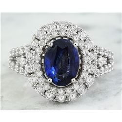 4.65 CTW Sapphire 18K White Gold Diamond Ring