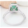 Image 3 : 2.90 CTW Natural Emerald 18K Solid White Gold Diamond Ring