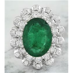 8.20 CTW Emerald 14K White Gold Diamond Ring