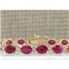 Image 1 : 18.98 CTW Natural Ruby And Diamond Bracelet In 18K Yellow Gold