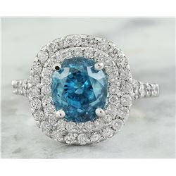 5.95 CTW Zircon 18K White Gold Diamond Ring