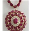 Image 1 : 58.96 CTW Natural Ruby And Diamond Necklace In 14K Yellow Gold