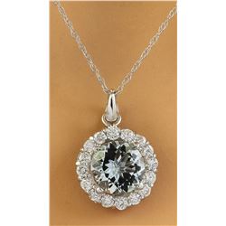 1.82 CTW Aquamarine 18K White Gold Diamond Necklace