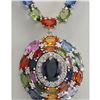 Image 1 : 46.99 CTW Natural Ceylon Sapphire And Diamond Necklace In 18K White Gold