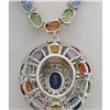 Image 2 : 46.99 CTW Natural Ceylon Sapphire And Diamond Necklace In 18K White Gold