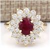 Image 1 : 3.98 CTW Natural Ruby And Diamond Ring In 18K Yellow Gold