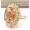 Image 2 : 13.70 CTW Natural Morganite And Diamond Ring In 18K Solid Yellow Gold
