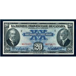 CANADA 1928 La Banque Provinciale du Canada S/N N074475 PMG AU55