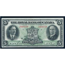 ROYAL BANK OF CANADA 630-14-04 1927 $5.00, Wilson-Hart. Graded: Extra Fine