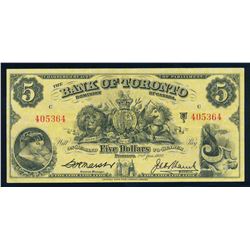 BANK OF TORONTO 715-24-06 1937 $5.00, Marsh-Lamb. Graded: Very Fine+