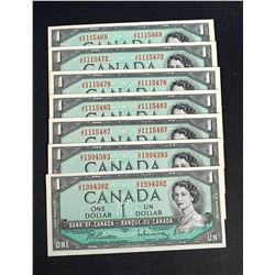 BANK OF CANADA 1954 $1.00, Lot of 29 Banknotes, Modified, BC-37b-I, GUnc