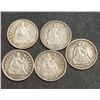 Image 1 : USA - Lot of Five Better Liberty Seated Half Dimes 1857 - 1862 See Description