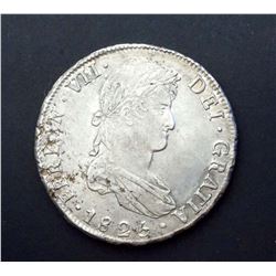 BOLIVIA 1825, 8 Reales Silver 27.2 gms, Pts JL KM# 84, AR-38, Extra Fine