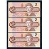 Image 1 : BANK OF CANADA 1986 $2.00 (3x), BC-55a, Crow-Bouey, Lot of Three & Graded: Gem Unc.