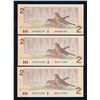 Image 2 : BANK OF CANADA 1986 $2.00 (3x), BC-55a, Crow-Bouey, Lot of Three & Graded: Gem Unc.