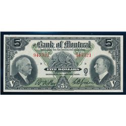 BANK OF MONTREAL 505-60-02 1935 $5.00, Bog-Gordon. Graded: Extra Fine