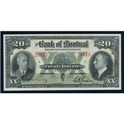 BANK OF MONTREAL 505-62-06 1938 $20.00, Spinney-Gordon. Almost Uncirculated