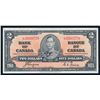 Image 1 : BANK OF CANADA 1937 $2.00 Banknote, BC-22c, Serial # L/R 3503778. AU