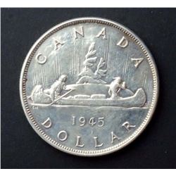 CANADA 1945 Silver Dollar. Very Fine