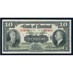 BANK OF MONTREAL 505-62-04 1938 $10.00, Spinney-Gordon. Graded: Extra Fine