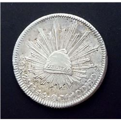 MEXICO 1844 Zs. O.M. KM# 377.13 8 Reales Silver 27.1 gms. EF/AU