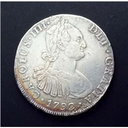 BOLIVIA 1792, 8 Reales Silver 26.9 gms, Pts P.R. KM# 73, Very Fine