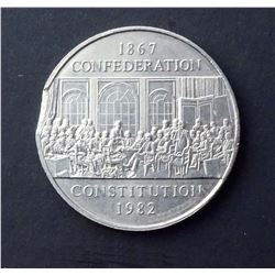 CANADA 1982 Dollar Cupro-Nickel Constitution w/ clipped Planchet Error Coin UNC