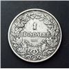 Image 2 : DENMARK 1855 1 Rigsdaler Silver 14.4 gms, KM# 760.1. Very Fine
