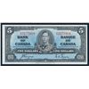 Image 1 : BANK OF CANADA 1937 $5.00 Banknote, BC-23c, Serial # H/S 3177414, VF++