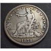 Image 1 : USA 1878s Trade Dollar Fine details, but traces of a pin removed from the obv