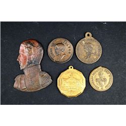 FRANCE Lot of Four Medalets, one Copper Cut-out, Mid 19th Cent.