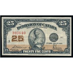 DOMINION OF CANADA 1923 25 Cents, DC-24c, McCavour-Saunders. Graded: EF